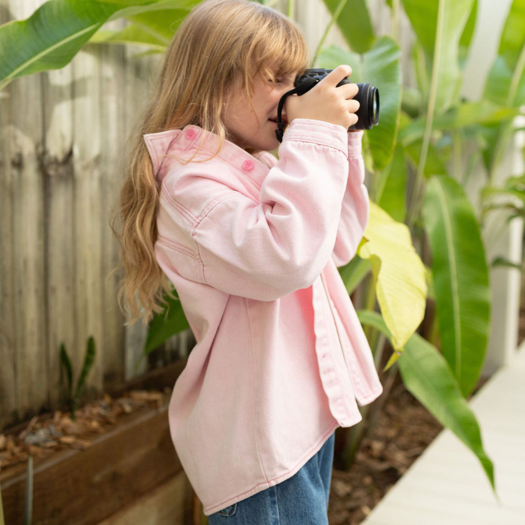 The Oversized Denim Shirt - In Pink