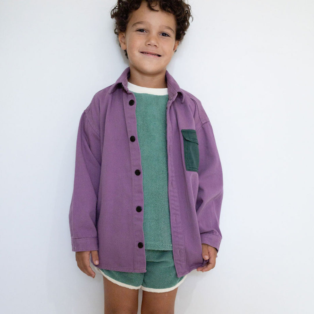 The Oversized Denim Shirt - In Purple